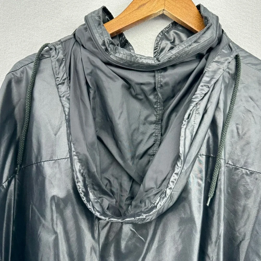 VTG IZOD CLUB Match Frame Black Lightweight Zip Up Hooded Windbreaker Jacket 2XL